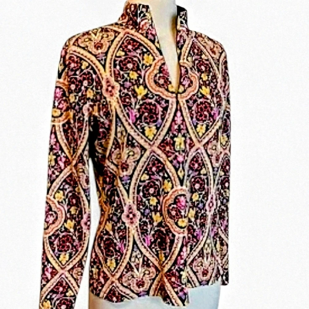 J. Mclauglin Catalina Cloth 1/4 Zip Long Sleeve Popover Top. Sz. L. - Picture 5 of 10